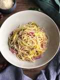 Carbonara Poireau, Lardons, Yaourt & Spaghetti