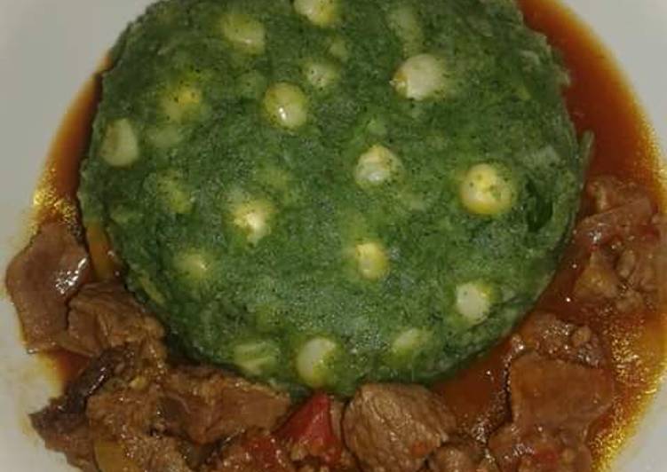 Mukimo and beef stew