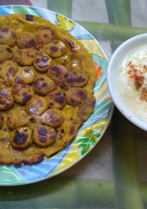 A picture of Embossed Stuffed Moong Dal paratha.