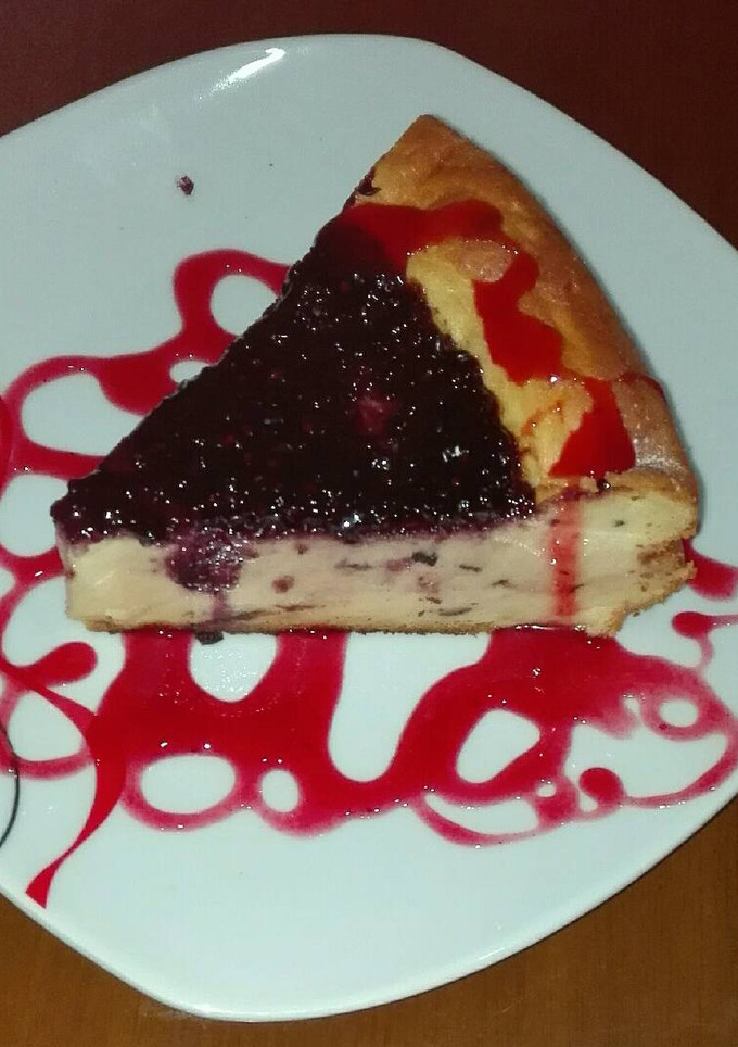 Una foto de Tarta de queso con yogur de stracciatella