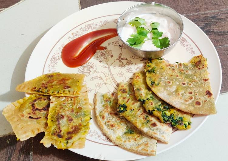 Recipe of Speedy Stuffed Palak Paneer Bhurji Paratha