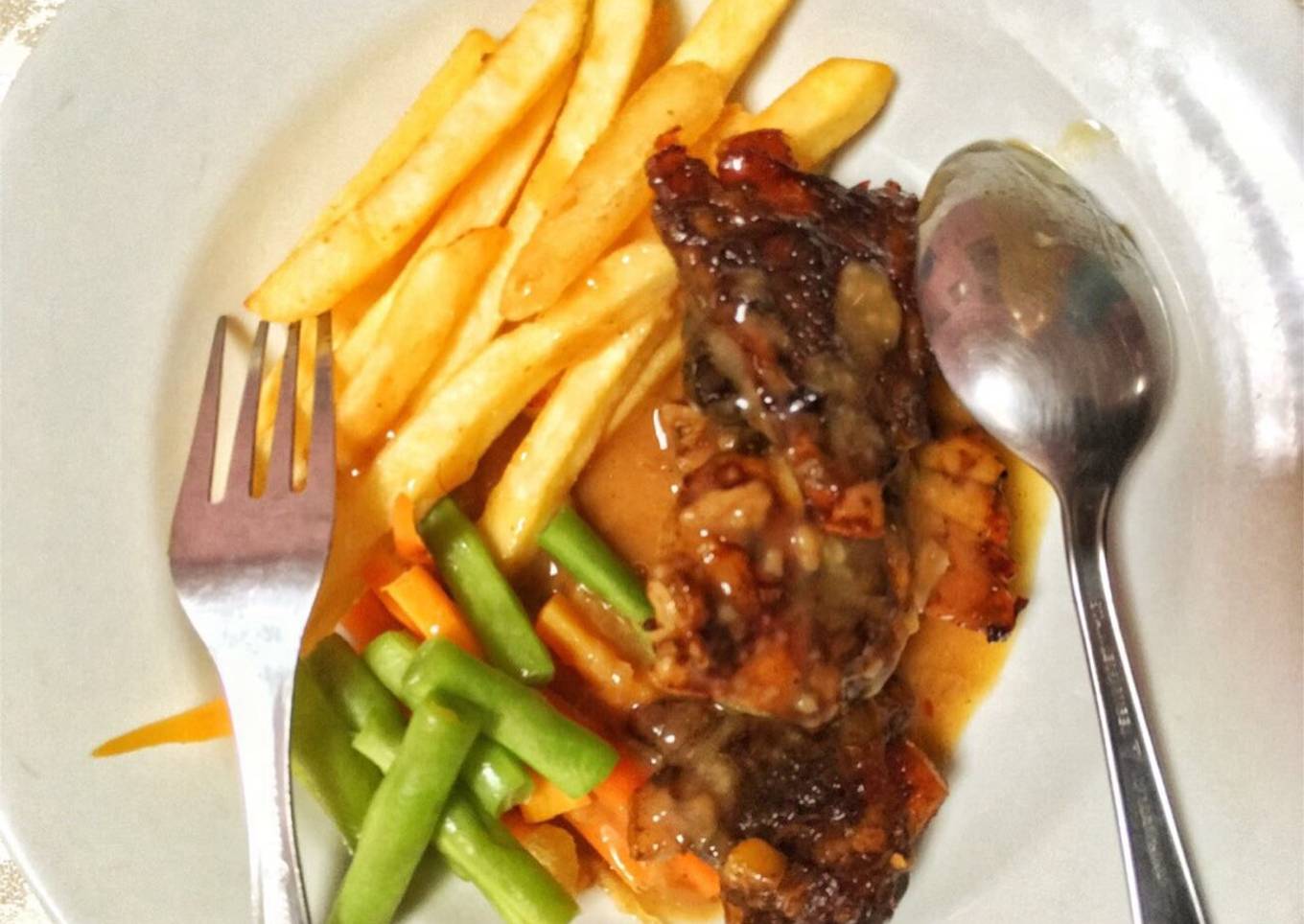 Roasted Beef Ribs (Iga Bakar) with brown sauce
