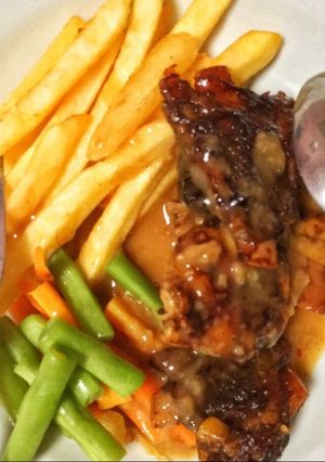 Foto resep Roasted Beef Ribs (Iga Bakar) with brown sauce