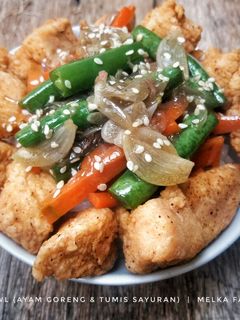 Foto resep Rice Bowl (Ayam Goreng & Tumis Sayuran) #maree