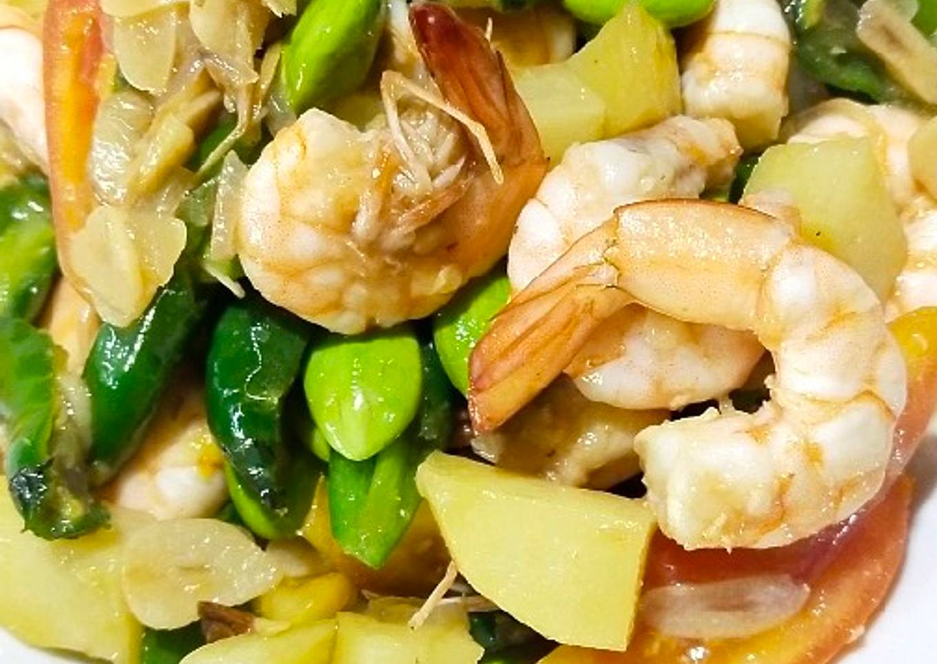 Tumis udang pete cabe ijo