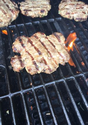 A picture of Greek style home burgers.