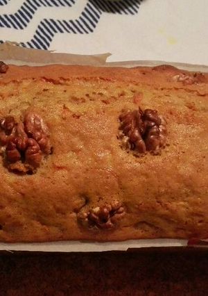صورة لوصفة كيكة جزر والجوز