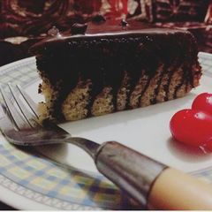 A picture of 🍰Rice cooker zebra strips cake.