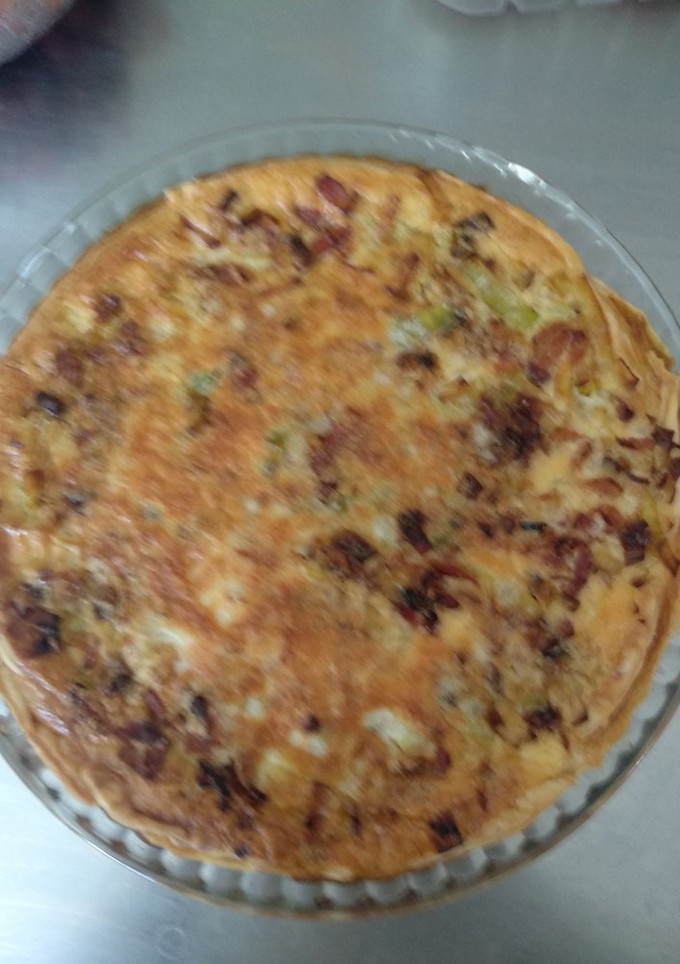 Una foto de Quiche de puerros con bacon