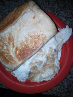 A picture of Toasted bread and egg.