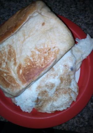 A picture of Toasted bread and egg.