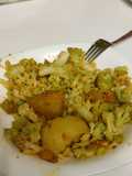 Romanescu con ajo, patata cocida y pimentón