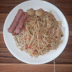 A picture of Spaghetti, Mushroom and Sausage.