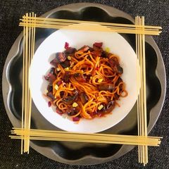 A picture of Chilli Garlic Mushroom Spaghetti.