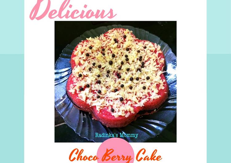 Bagaimana Bikin 🍓🍫 Choco Berry Cake 🍫🍓  (no oven, no mixer, 1 egg only) Enak dan Antiribet