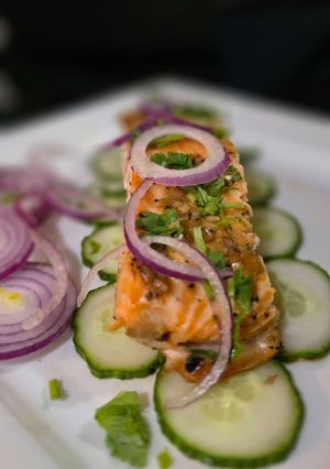 A picture of Honey Soy Garlic Glazed Salmon.