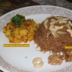 A picture of Sweet Sevai with spicy potato               .