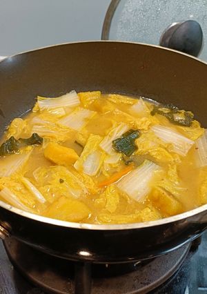 過年的辣味噌娃娃菜地瓜湯（全素） 的食譜成品照片