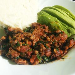 A picture of Wet fry meat with ugali and avocado...#authourmarathon.