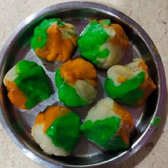 A picture of Tricolour modak...on occasion of independence day 🇮🇳🇮🇳.