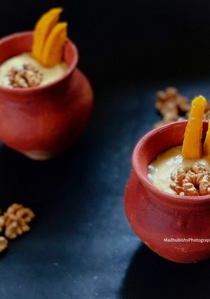 A picture of Mango Walnut Lassi.