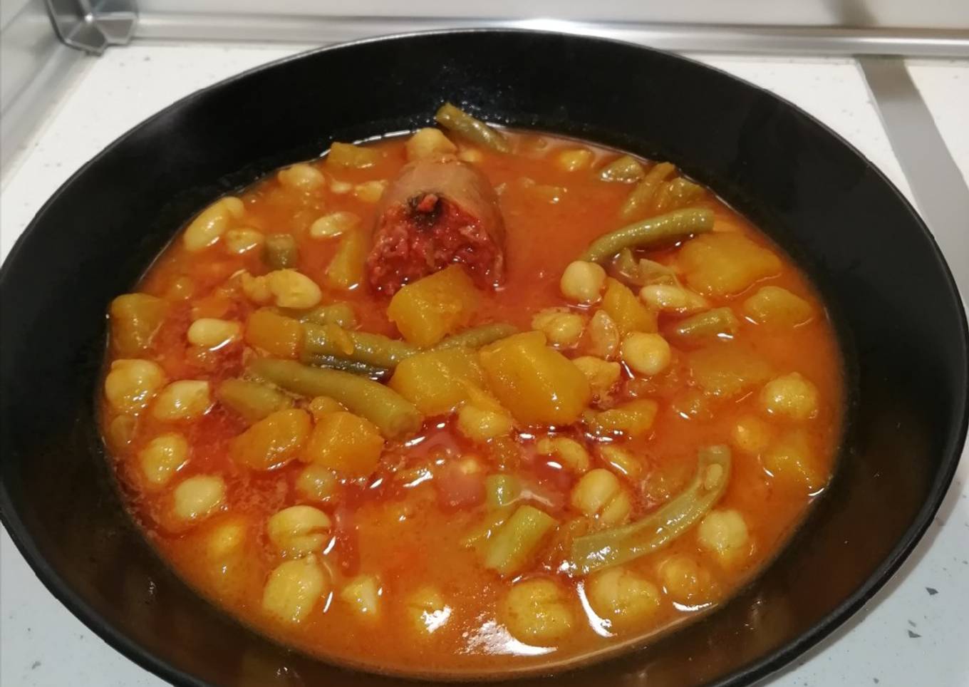 Potaje de habichuelas verdes y calabaza