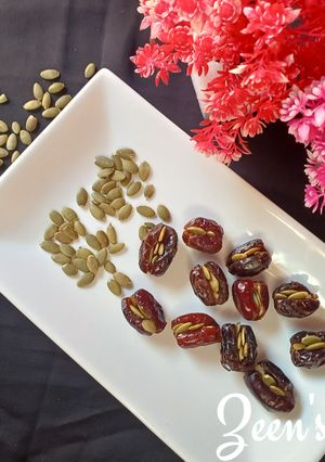 A picture of Dates and Pumpkin Seeds.