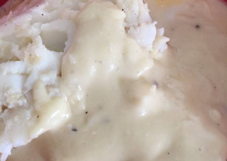 Poached Cod with white sauce