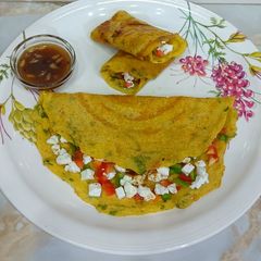 A picture of Stuffed Moong Dal Wrap High Protein snacks.