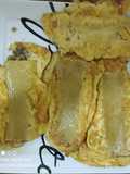 Canelones con relleno de Carne molida envueltos en huevo