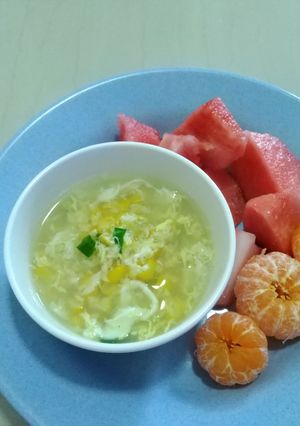 Foto resep Menu sarapan anak praktis (Sup jagung telur)