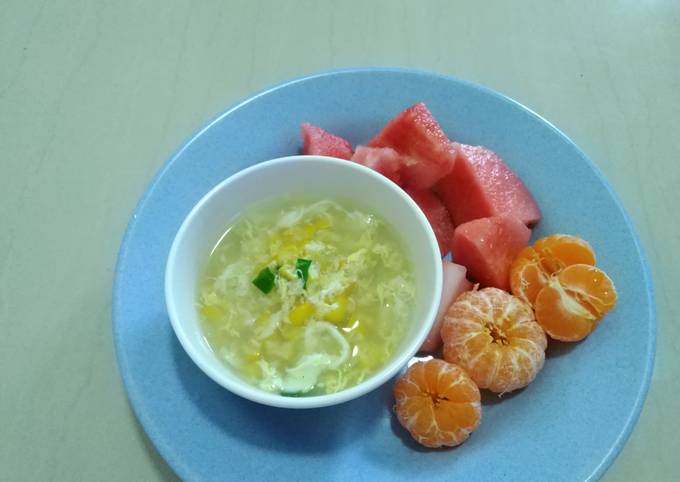 Resep Menu sarapan anak praktis (Sup jagung telur) Yang Bisa Manjain Lidah