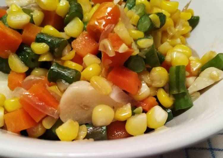 Langkah Mudah untuk Membuat TUMIS PELANGI 🌈(wortel, jagung, kacang panjang), Enak