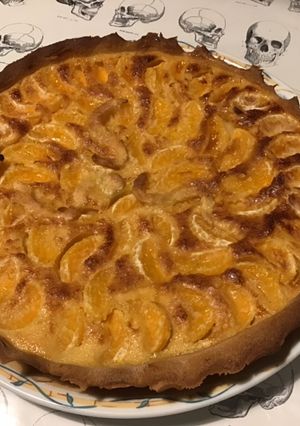 Une photo de Tarte aux mandarines crème au pomelo (pâte brisée à la banane)