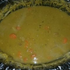 A picture of Crockpot split pea soup.
