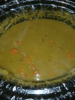 A picture of Crockpot split pea soup.