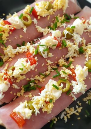 Una foto de Canelones fríos de jamón york