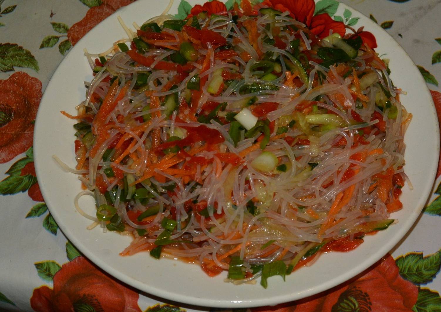 Салат с фунчозы с курицей и овощами рецепт фото пошагово