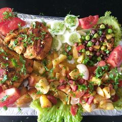 A picture of Grill chicken with vegetables and pineapple healthy daid plan.