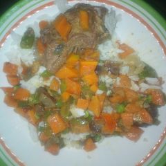 A picture of Rice and veggies.