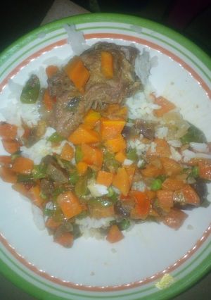 A picture of Rice and veggies.