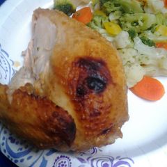 A picture of Barbecue spatchcocked chicken.