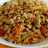 Espirales con vegetales, verduras y picada de pollo al wok