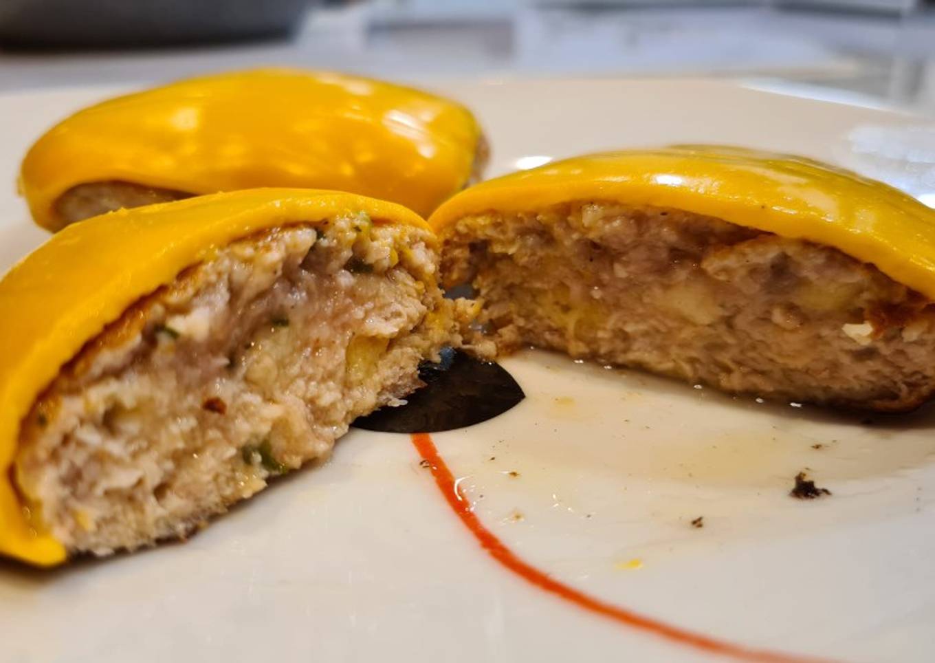 Hamburguesa de pollo y lacón