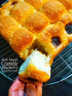 Foto resep Roti Manis Crumble Blueberry