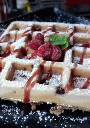 Una foto de Waffles con chips de chocolate