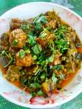 Baigun bodi(brinjal in dried lentil dumplings)