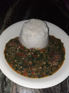 A picture of Ewedu and okro soup.
