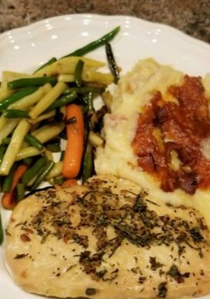 A picture of Chicken Breasts with Herb Basting Sauce.