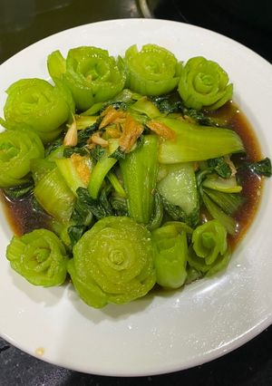 Hình của món Cải thìa xào tỏi dầu hào.